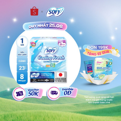 Băng vệ sinh Sofy Cooling Fresh siêu mỏng cánh 23cm gói 8 miếng