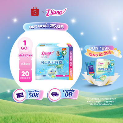 Băng vệ sinh Diana Sensi Cool Fresh siêu mỏng cánh gói 20 miếng