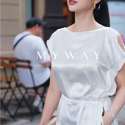Áo Sơ Mi Lụa Cách Điệu Nữ MY WAY Phối Dây Đai Eo Tôn Dáng 1MA01152T