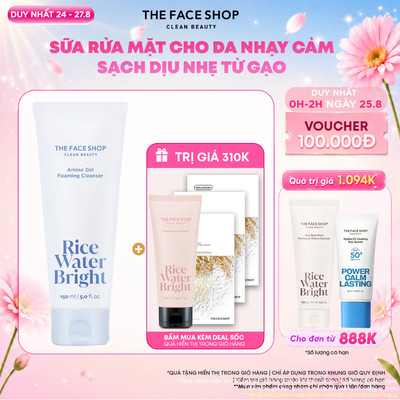 [MỚI] Sữa Rửa Mặt THE FACE SHOP Làm Sạch Dịu Nhẹ Rice Water Bright Amino Gel Foaming Cleanser 150ml