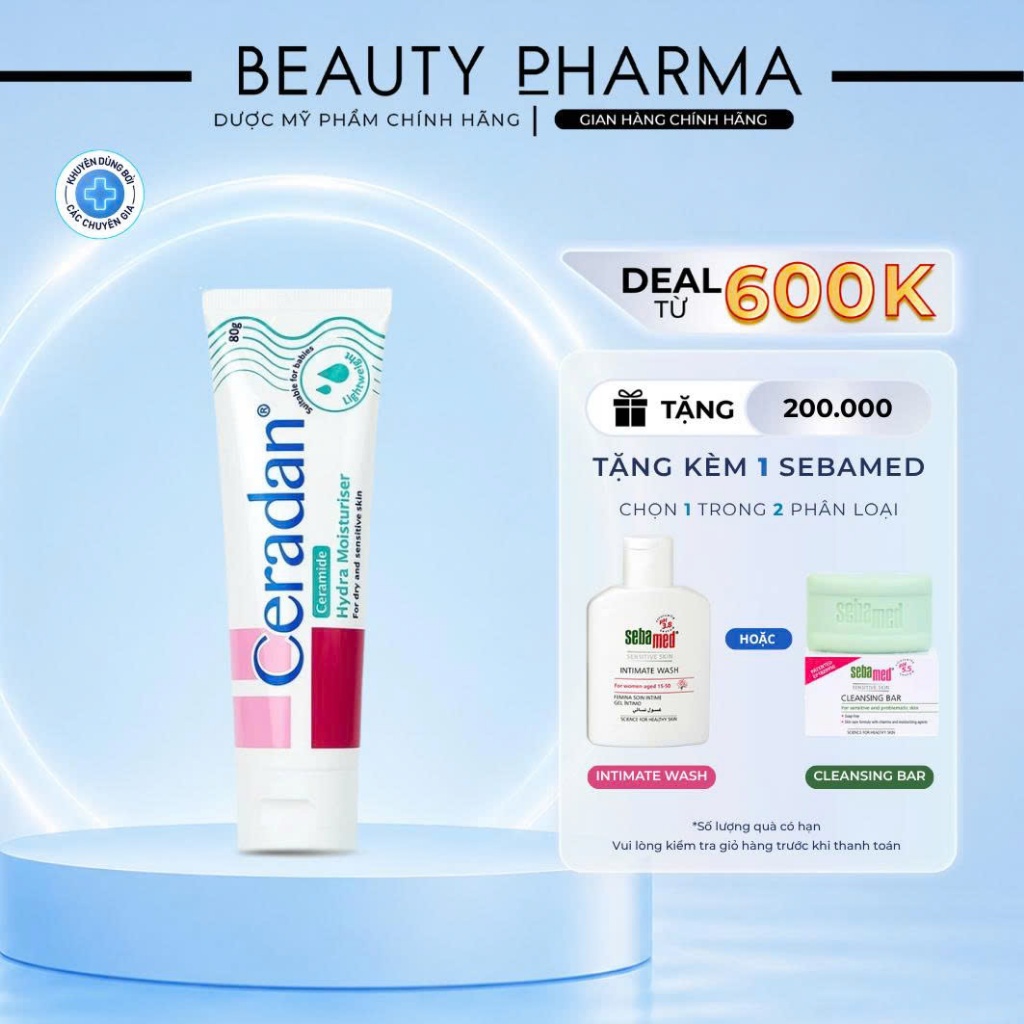[DATE MỚI-CHÍNH HÃNG PHÒNG KHÁM DA] Kem dưỡng ẩm 80g Ceradan Hydra