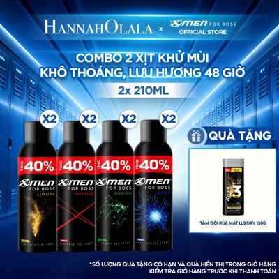 [HANNAH x XMEN FOR BOSS][Tặng thêm 40% dung tích] Combo 2 Xịt khử mùi X-Men For Boss 210ml/chai Khô Thoáng Lưu Hương 48H