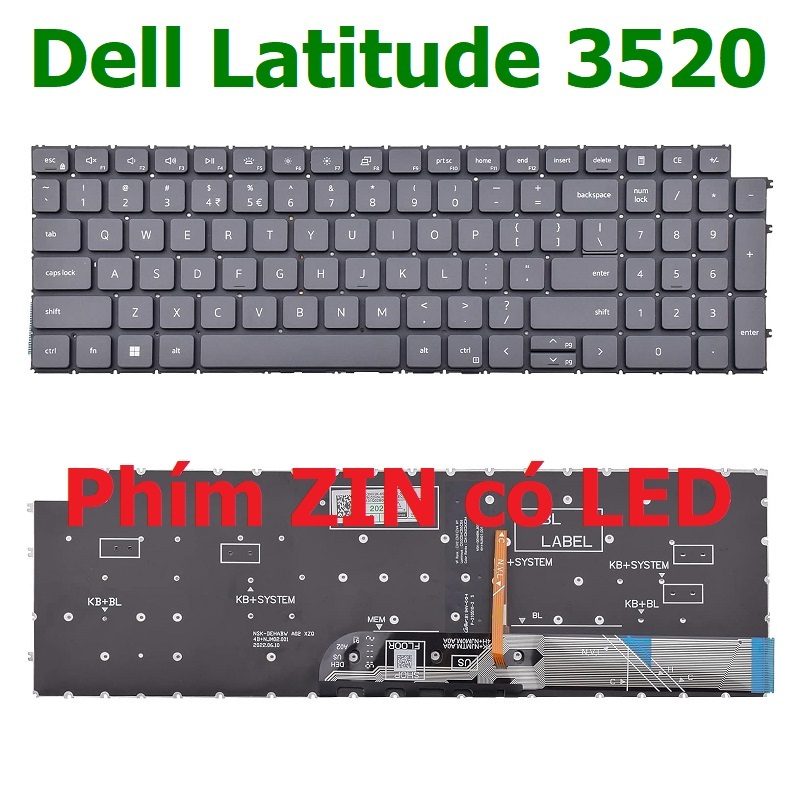 Keyboard laptop Dell Latitude 3520 ZIN CHÍNH HÃNG   Phím laptop Dell Inspiron 16 7610  7620   KEYCAP