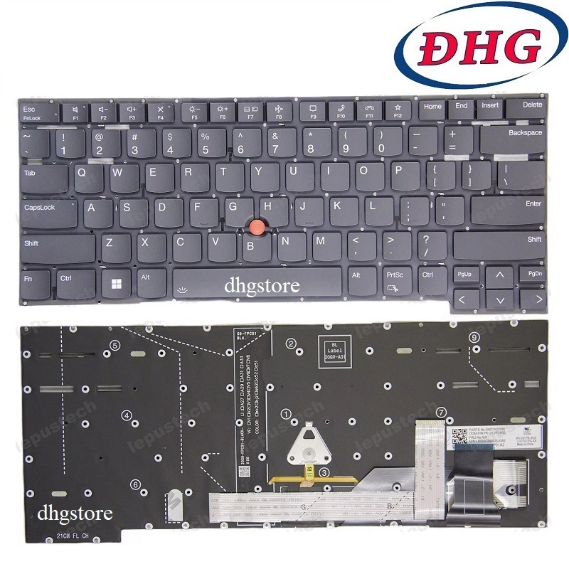 Bàn phím laptop Lenovo ThinkPad T14S Gen 2, P1 Gen 4 Gen 5, X1 Extreme 4th Gen 5th, Màu Xám