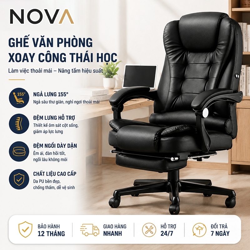 Ghế xoay công thái học có tựa lưng Ghế làm việc học tập tại nhà tại ký túc xá
