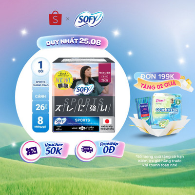 Băng Vệ Sinh Sofy Sports cánh 26cm (Gói: 8 miếng)