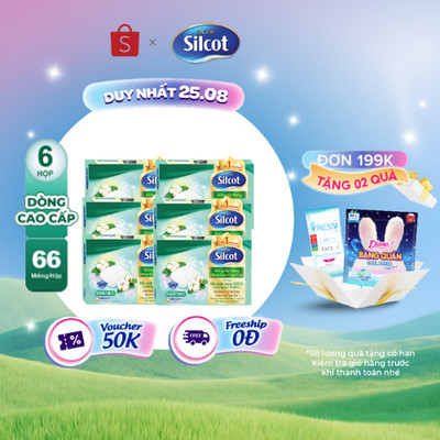 Bộ 6 hộp Bông trang điểm (bông tẩy trang) cao cấp Silcot Premium 66 miếng/hộp