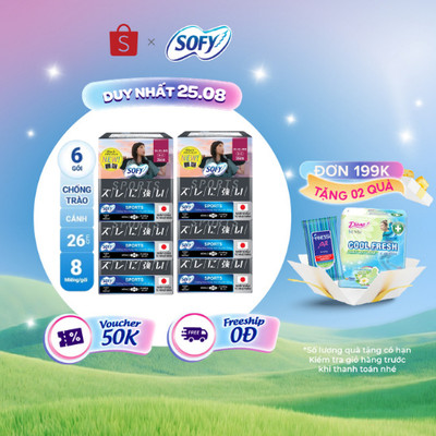 Bộ 6 Băng Vệ Sinh Sofy Sports cánh 26cm 8 - 2011 (Gói: 8 miếng)