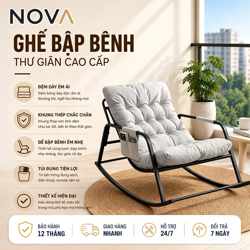 Ghế bập bênh đôi - ghế sofa - ghế lười có tựa lưng ghế bành ban công phòng khách