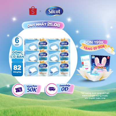 Bộ 6 hộp Bông trang điểm (bông tẩy trang) Silcot 82 miếng/hộp