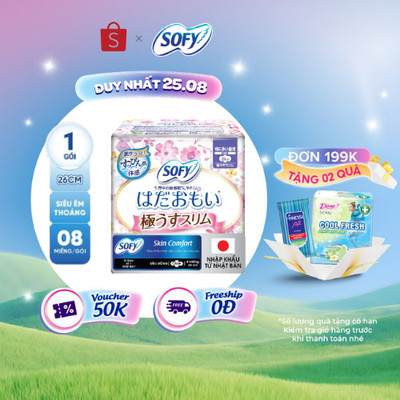Băng vệ sinh Sofy Skin Comfort Ultra Thin 26cm có cánh 8M