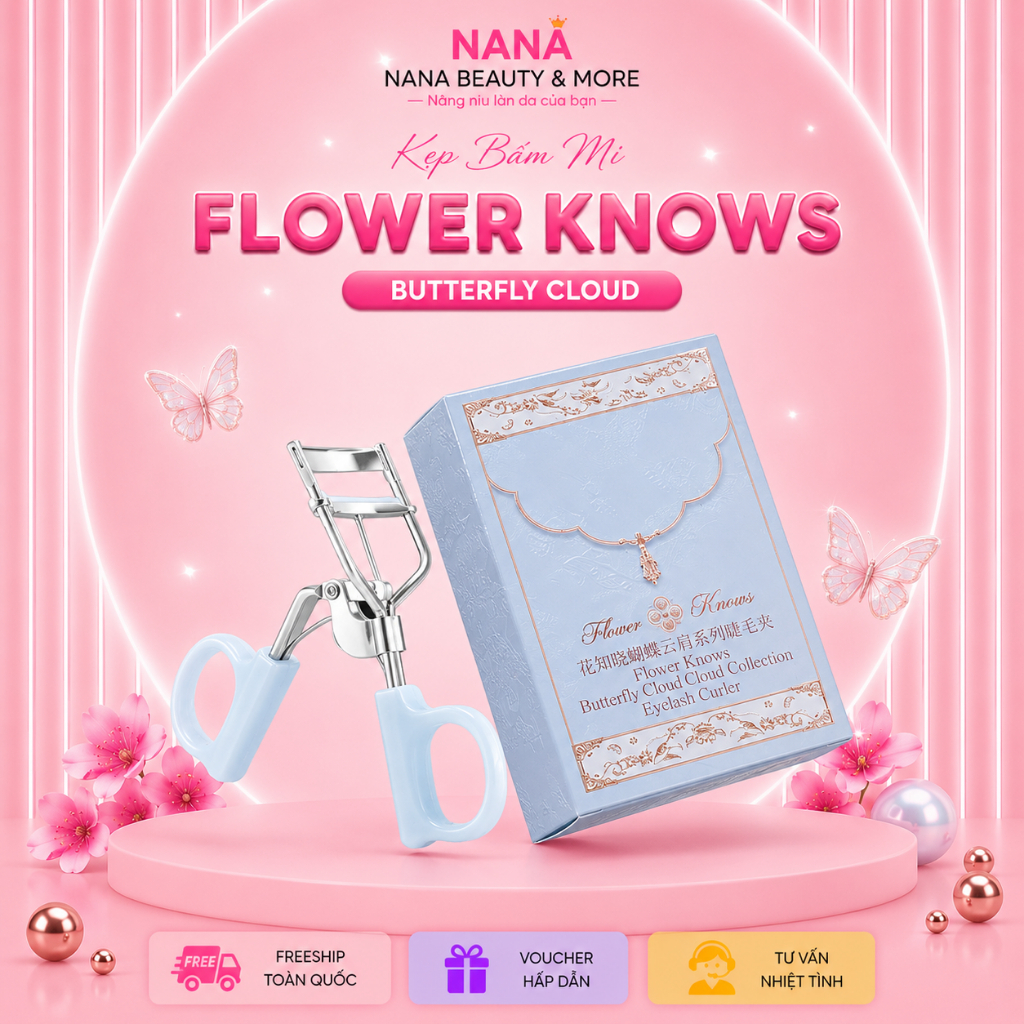 Kẹp Bấm Mi Flower Knows Butterfly Cloud Hồ Điệp Xanh - Nana Shop