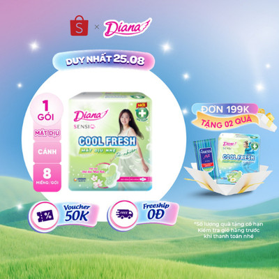 Băng Vệ Sinh Diana Sensi Cool Fresh Mát Dịu Siêu Mỏng Cánh 8 miếng