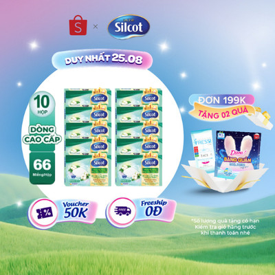 Bộ 10 hộp Bông trang điểm (bông tẩy trang) cao cấp Silcot Premium 66 miếng/hộp