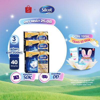 Bộ 3 hộp Bông tẩy trang Silcot đắp dưỡng miếng đôi 40 miếng/hộp
