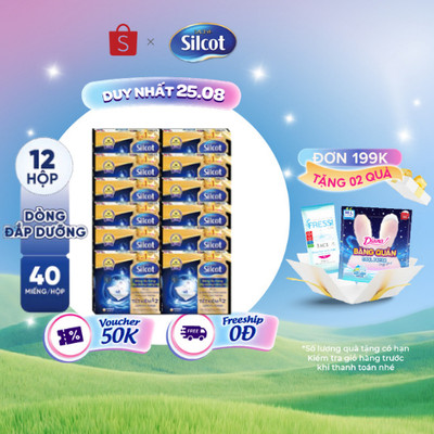 Bộ 12 hộp Bông tẩy trang Silcot đắp dưỡng miếng đôi 40 miếng/hộp