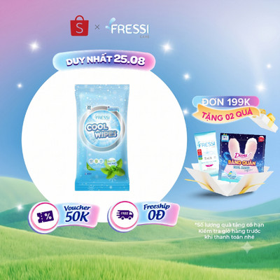 Khăn ướt chăm sóc da Fressi Care Cool Wipes gói 20 miếng/gói