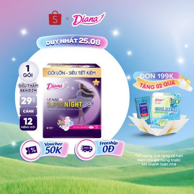 Băng vệ sinh ban đêm Sensi Supernight 29cm gói 12 miếng 
