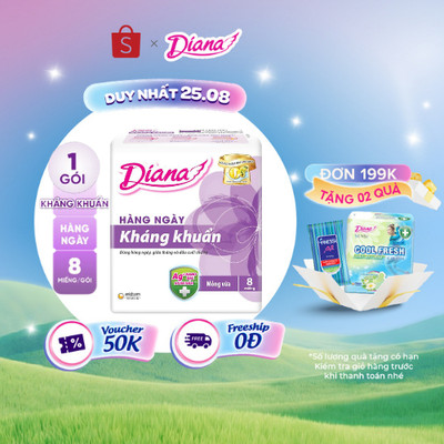 Băng Vệ Sinh Diana Sensi Hằng Ngày Kháng Khuẩn (gói 8 miếng)