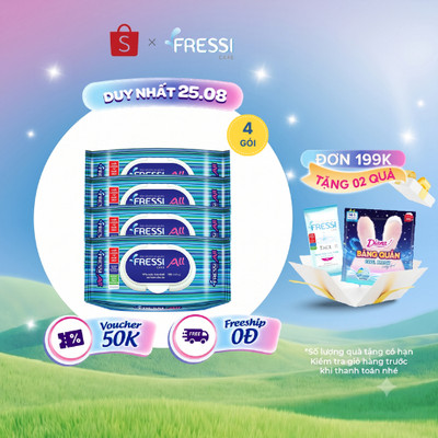 Bộ 4 gói khăn ướt chăm sóc gia đình Fressi Care All 100 miếng/gói