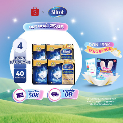 Bộ 4 hộp Bông tẩy trang Silcot đắp dưỡng miếng đôi 40 miếng/hộp