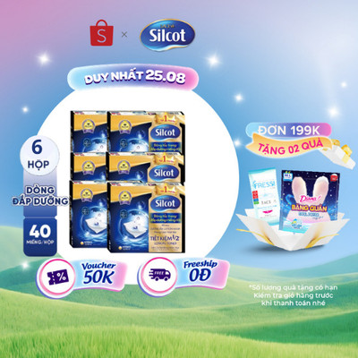 Bộ 6 hộp Bông tẩy trang Silcot đắp dưỡng miếng đôi 40 miếng/hộp