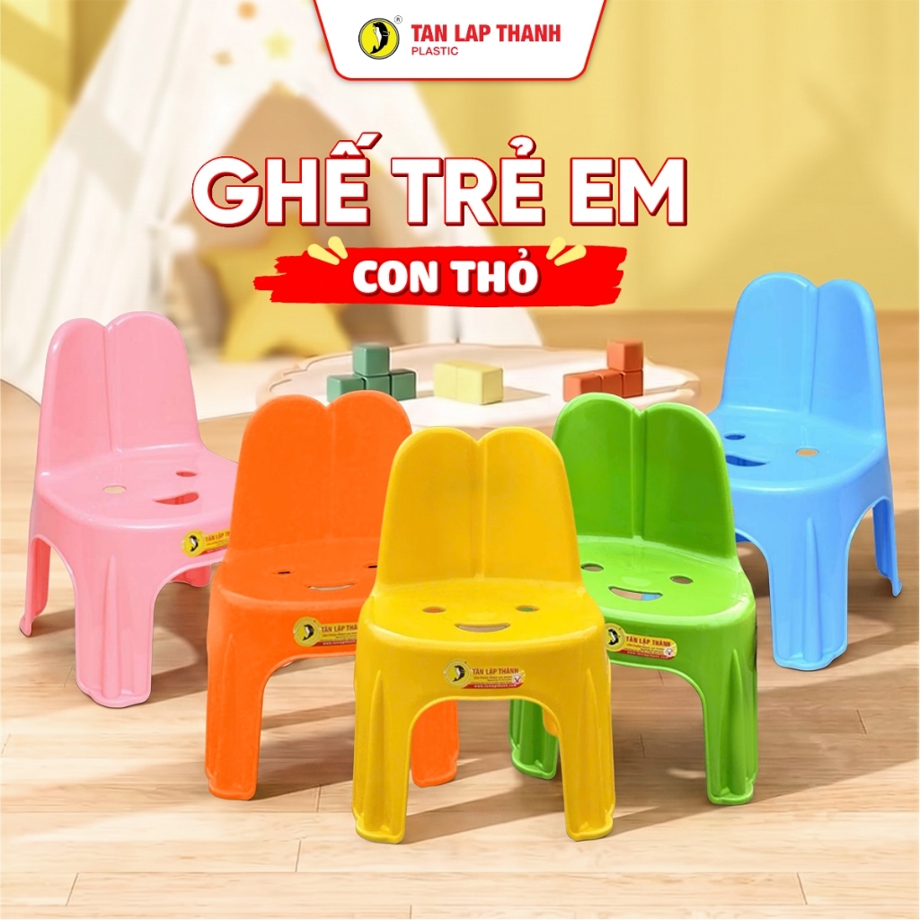 Ghế trẻ em con thỏ nhựa Tân Lập Thành Sản phẩm chất lượng, nhà nhà thịnh vượng, chân chống trượt