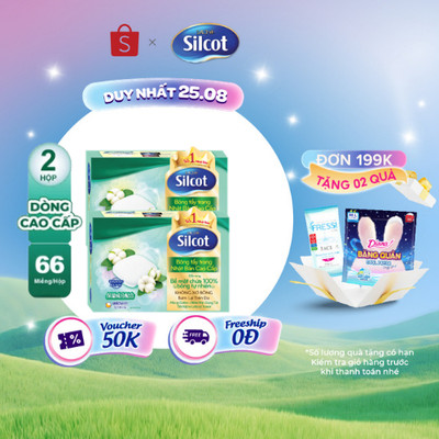 Bộ 2 hộp Bông trang điểm (bông tẩy trang) cao cấp Silcot Premium 66 miếng/hộp