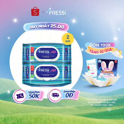 Bộ 2 gói khăn ướt chăm sóc gia đình Fressi Care All 100 miếng/gói