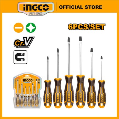 Bộ tuốc nơ vít 6 cây bằng thép CRV INGCO HKSD0628 có nam châm