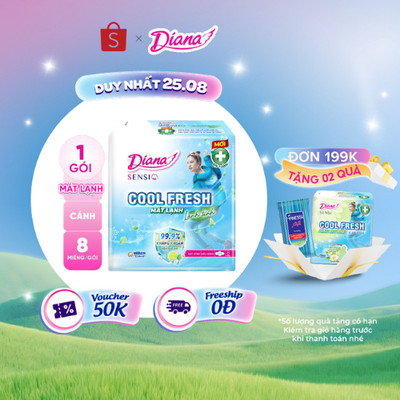 Băng vệ sinh Diana SenSi Cool Fresh siêu mỏng cánh gói 8 miếng