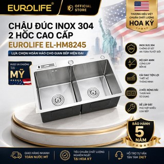 Chậu rửa chén đúc inox 304 posco eurolife el-hm8245 - bồn rửa bát xuất mỹ dày 4mm
