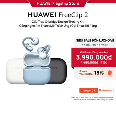 Tai Nghe HUAWEI FreeClip 2 | Cấu Trúc C-bridge Design Thoáng Khí | Công Nghệ Âm Thanh Mở Thích Ứng | Gọi Thoại Rõ Ràng