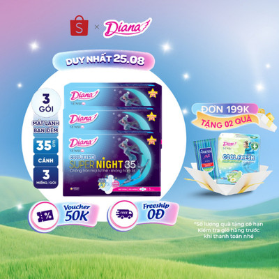 Bộ 3 gói băng vệ sinh ban đêm Diana Sensi Cool Fresh Supernight 35cm 3 miếng/gói