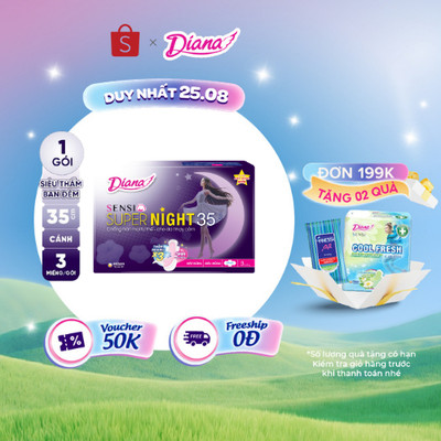 Băng vệ sinh ban đêm Diana Sensi Supernight 35cm 3 miếng/gói
