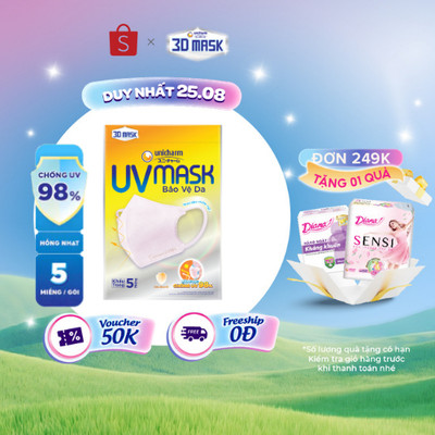 [HÀNG TẶNG MIẾNG NGẪU NHIÊN] Khẩu trang chống nắng Unicharm UV Mask 5 miếng