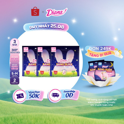 [V] [MỚI RA MẮT] Bộ 3 gói Diana Băng Quần Comfy Night size S-M & M-L (2 chiếc/gói)