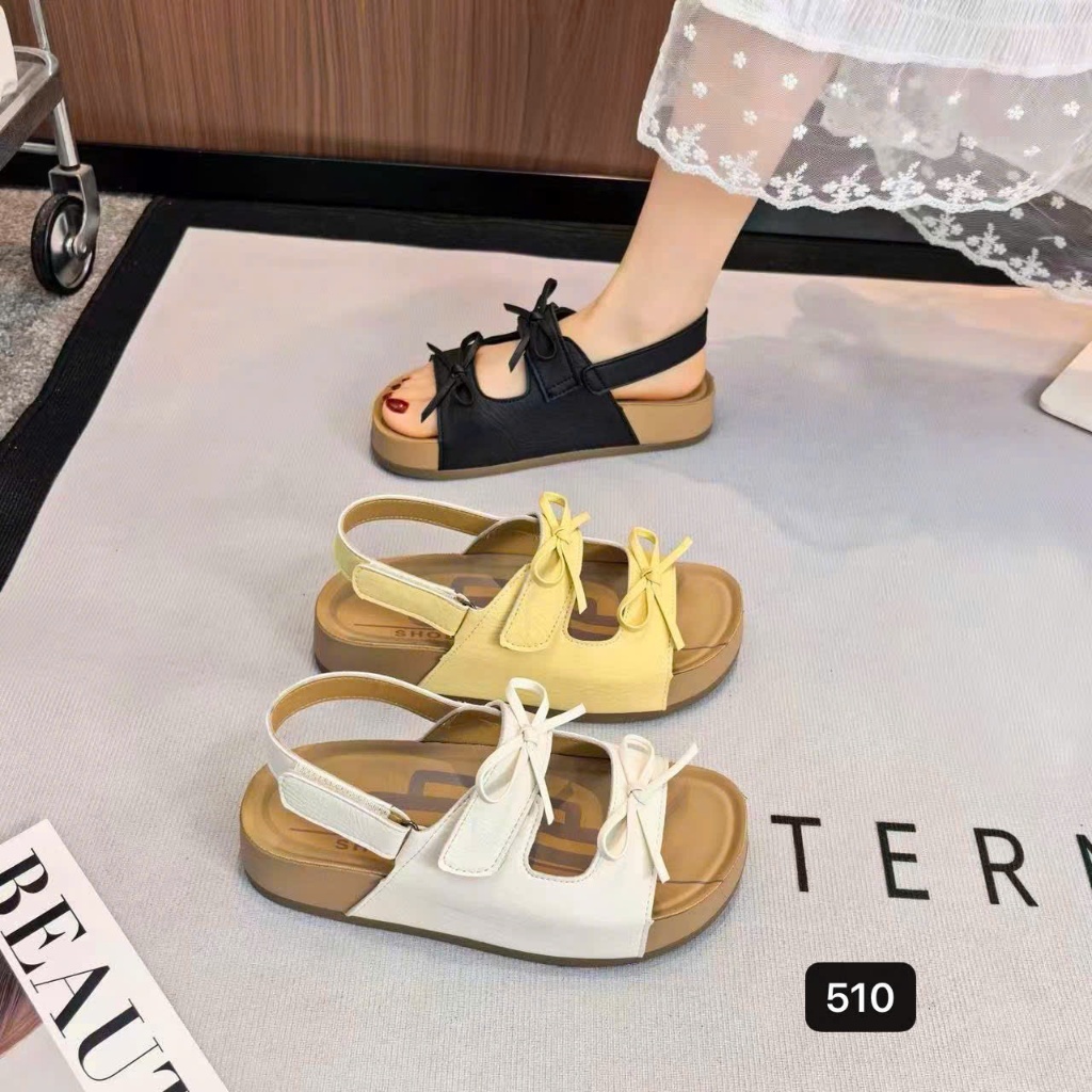 Giày sandal nữ 2 quai nơ 510 fulbox - HACHI SHOES