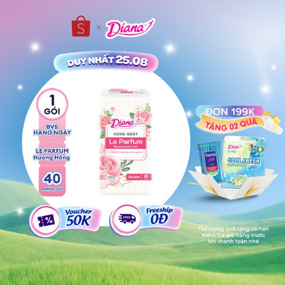 [MỚI RA MẮT] Băng vệ sinh Diana hằng ngày Le Parfum hương mộc hồng Anh Quốc quyến rũ 40 miếng