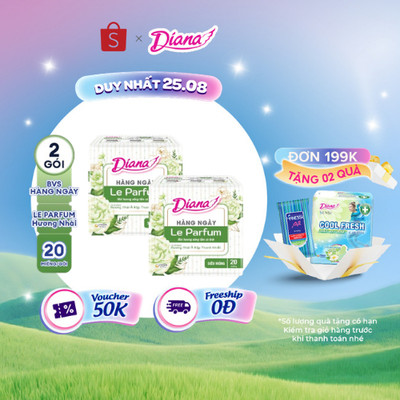 [MỚI RA MẮT] Combo 2 gói băng vệ sinh Diana hằng ngày Le Parfum hương nhài Ả Rập thanh khiết 20/40 miếng