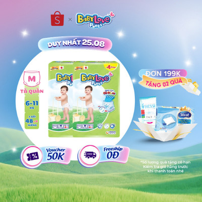 Bộ 2 Tã quần Baby Love - Ngăn Tràn Cả Đêm size M/L/XL/XXL/XXXL