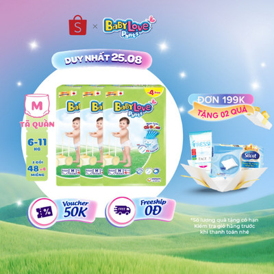 Bộ 3 Tã quần Baby Love - Ngăn Tràn Cả Đêm size M/L/XL/XXL/XXXL