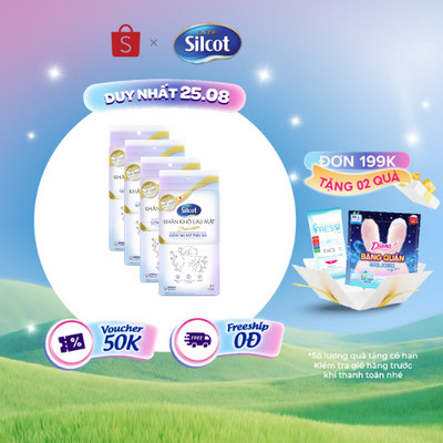 Combo 4 Khăn khô lau mặt Silcot premium 45 miếng/gói