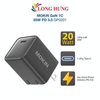 Cốc sạc MOKiN GaN 1C 20W PD 3.0 GP0201 - Hàng chính hãng