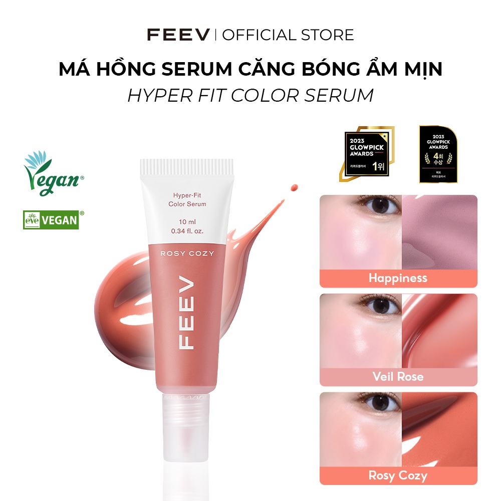 Serum Má Hồng Dưỡng Ẩm Căng Bóng Thuần Chay FEEV Hyper Fit Color Serum 10ml