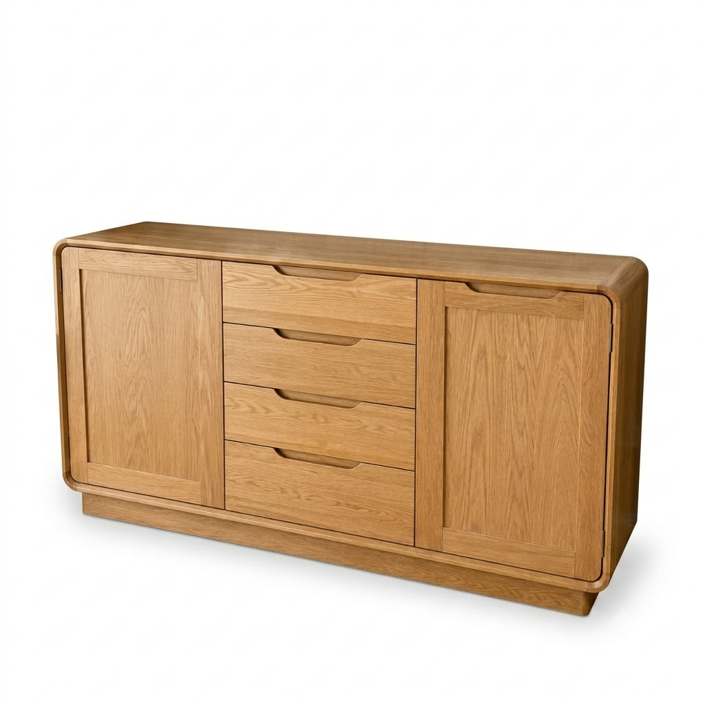 TỦ BUFFET 2 CÁNH 4 NGĂN KÉO OHIO – GỖ SỒI MỸ & VENEER SỒI