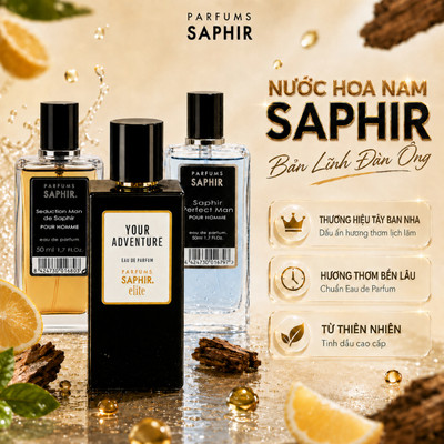 NƯỚC HOA NAM SAPHIR Eau De Parfum 30ml/ 50ml/ 100ml - Lưu Hương 8 Tiếng, Tinh Dầu Thiên Nhiên Nhập Khẩu Tây Ban Nha