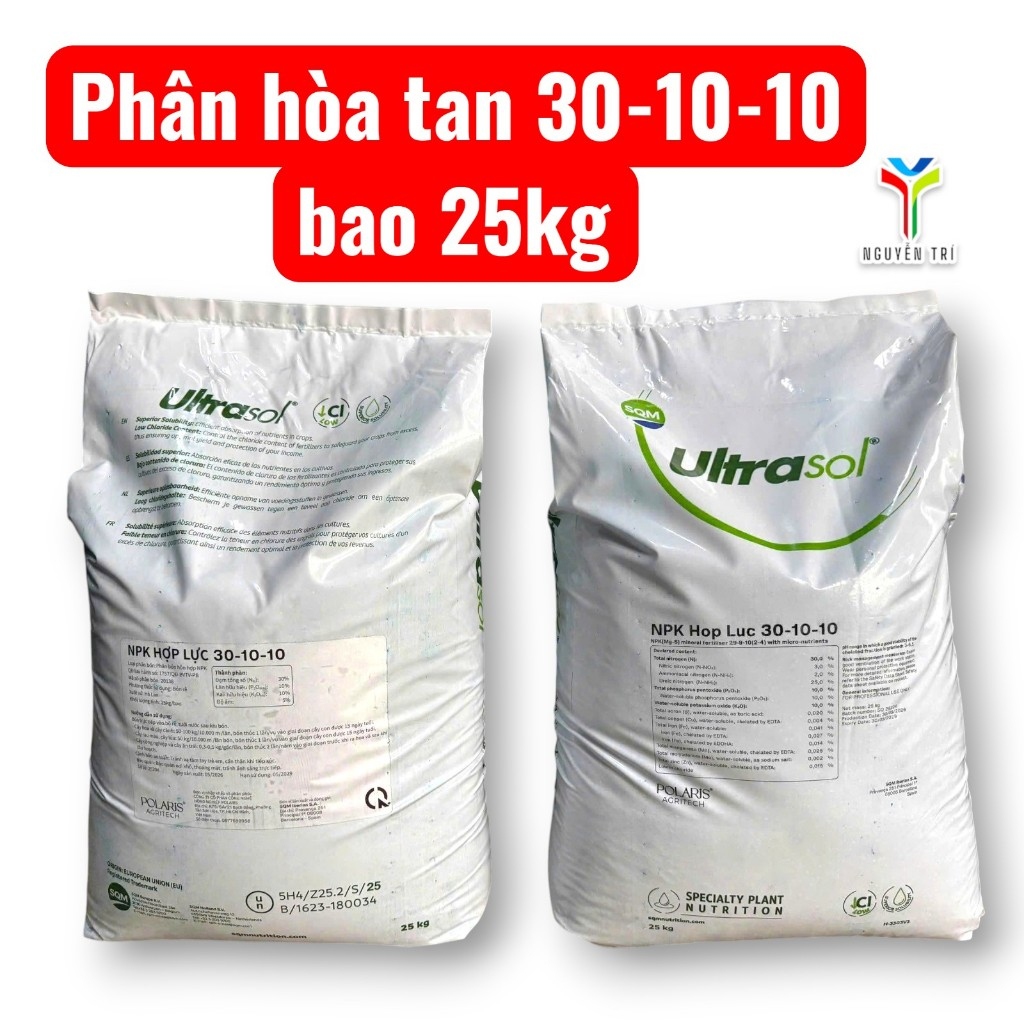 Phân Bón NPK 30-10-10 Hàn Quốc – Phân Tưới Tan Nhanh, Bung Đọt Mạnh, Xanh Lá Dày (Bao 25KG)
