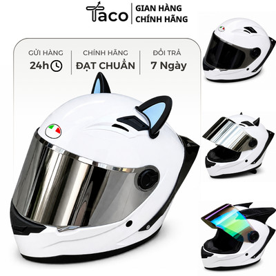 TACO - Mũ Bảo Hiểm Fullface AGU Gắn Phụ Kiện Siêu Chất - BH Chính Hãng 12 Tháng (Tặng Túi Đựng Mũ)