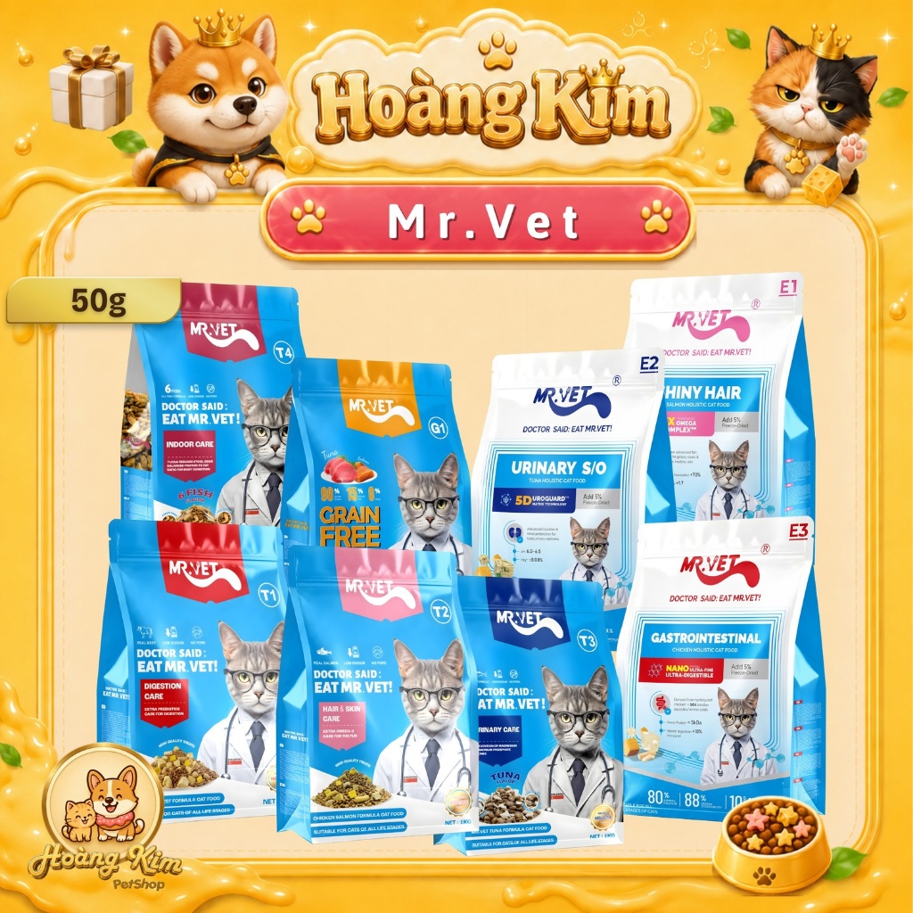 [50g] Hạt Cho Mèo MrVet/Mr.vet / Sample , túi tiện lợi , túi du lịch MRVET